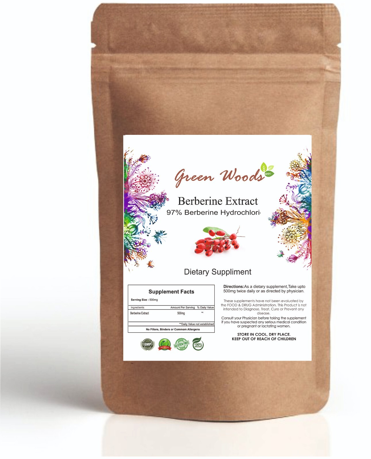 Berberine HCL 97% Extract Powder Blood Sugar Control High Quality Free Shipping