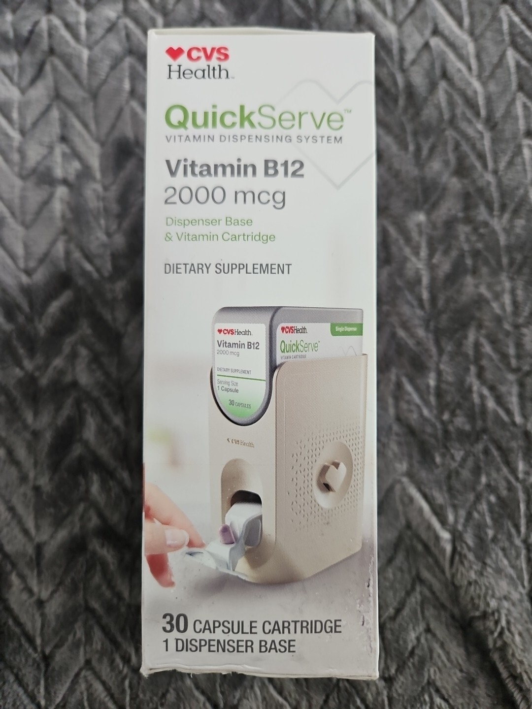 Vitamin B12 2000 Mcg Dispensing Unit NEW Refillable 05/25 30 Caps + Dispenser Un