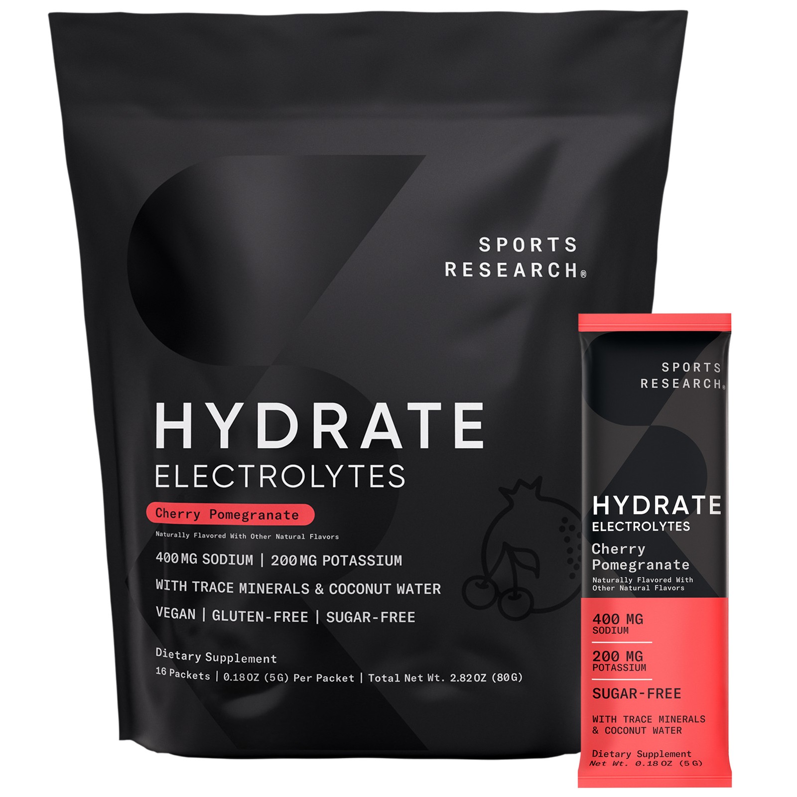 Electrolyte Powder Packets Cherry Pomegranate Flavor Hydration & Recovery Boost