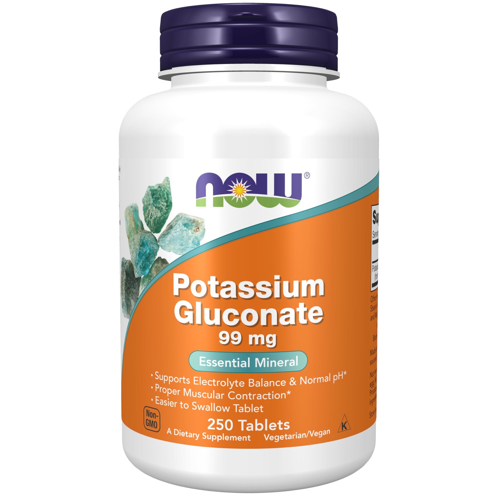 NOW Foods Supplements, Potassium Gluconate 99mg, 250 Count (Pack of 1), White