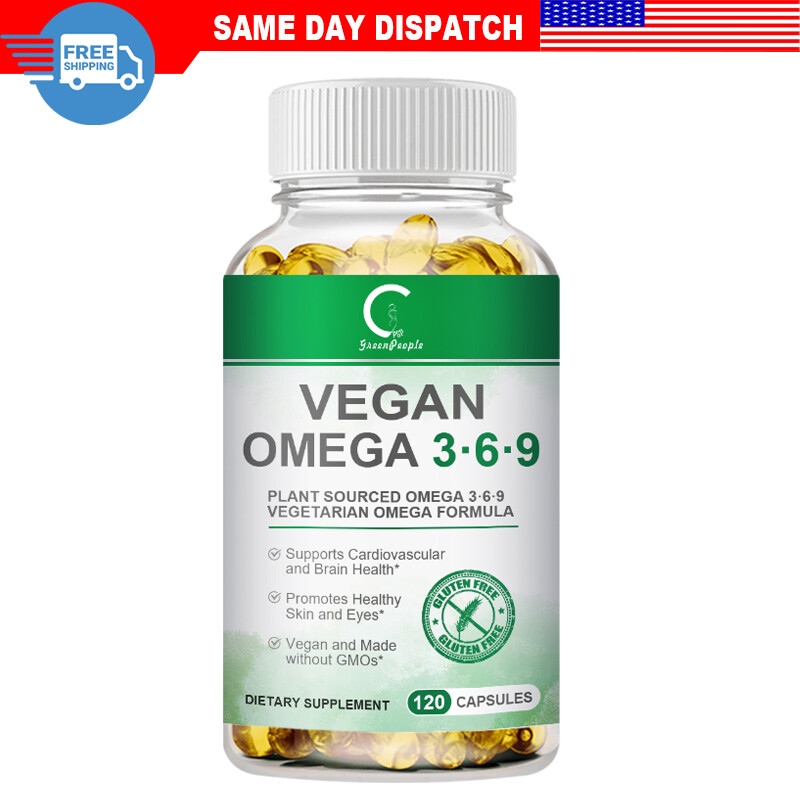 Omega 3 6 9 Vegan Capsules Fatty Acids Plant-Based Brain Heart & Skin Health