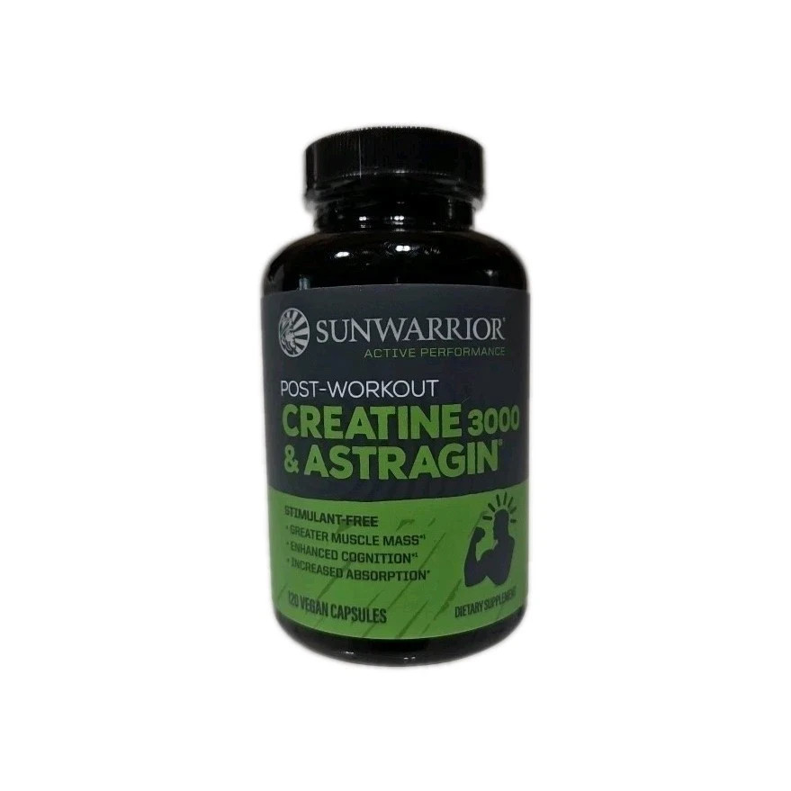 Sunwarrior Post-Workout Creatine 3000 & Astragin 120 Vegan Capsules Exp: 02/27