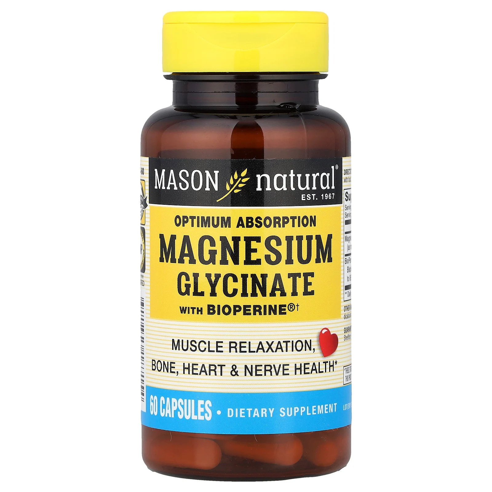 Optimum Absorption Magnesium Glycinate With BioPerine®, 60 Capsules