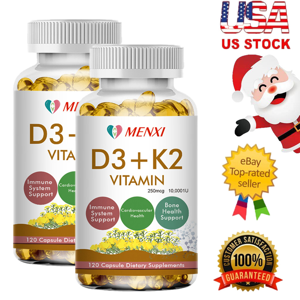 (2 Packs) Vitamin K2 (MK7) D3 10000 IU Immune Supplement, 120 BioPerine Capsules