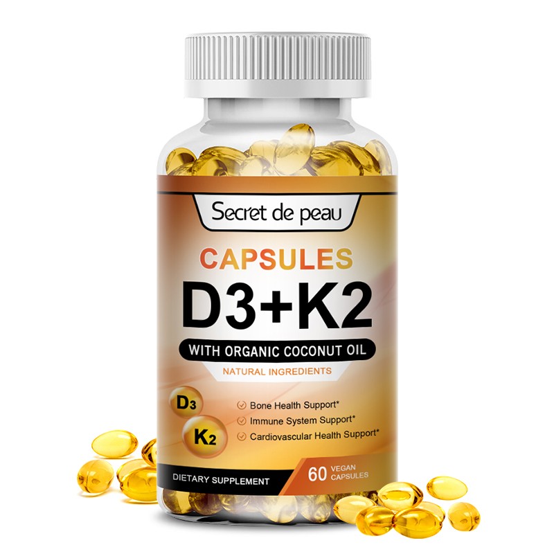 Vitamin D3 K2 MK-7 Capsules 5,000 IU D3 & 200mcg K2 for Bone Immune Support
