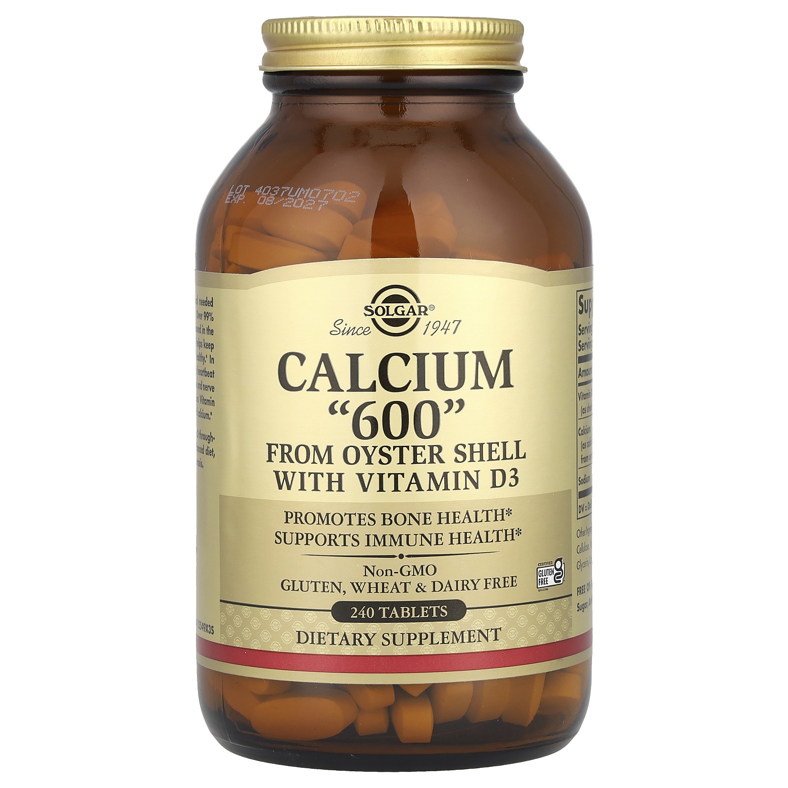 Calcium “600” from Oyster Shell with Vitamin D3, 240 Tablets