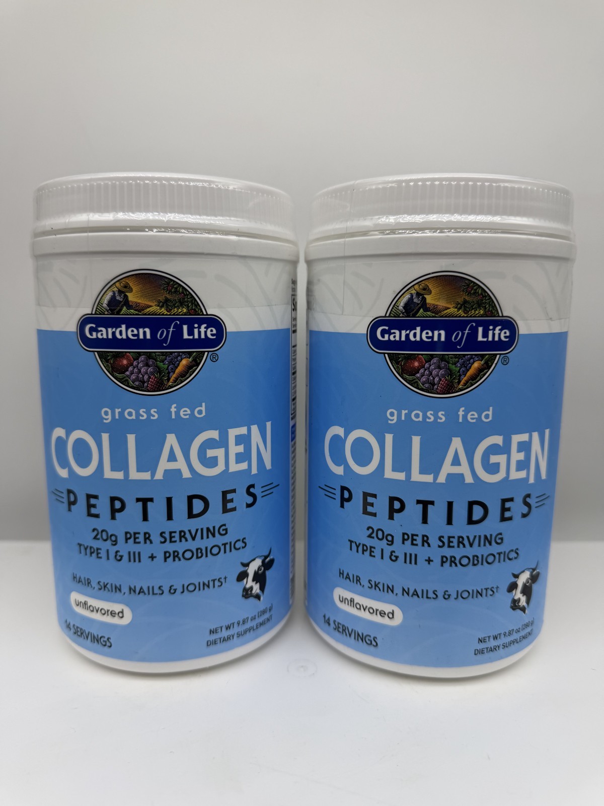 2 Pack Garden of Life Grass Fed Collagen Peptides Unflavored 14 Servings 9.87 OZ