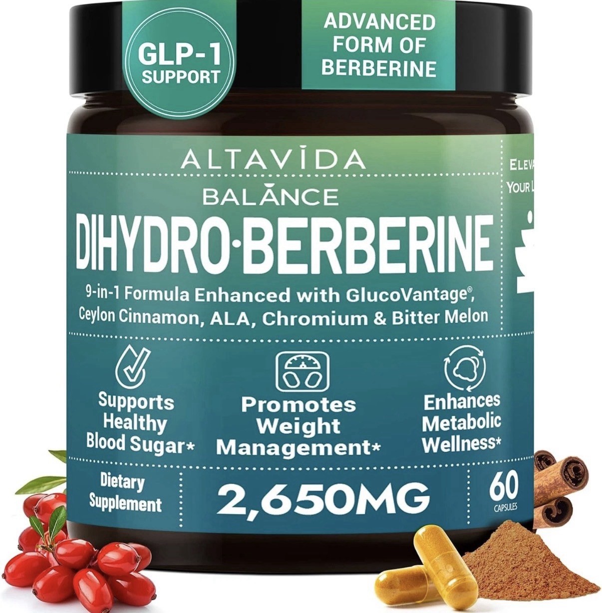 Dihydroberberine Super Berberine w/ Ceylon Cinnamon & Alpha Lipoic Acid Altavida