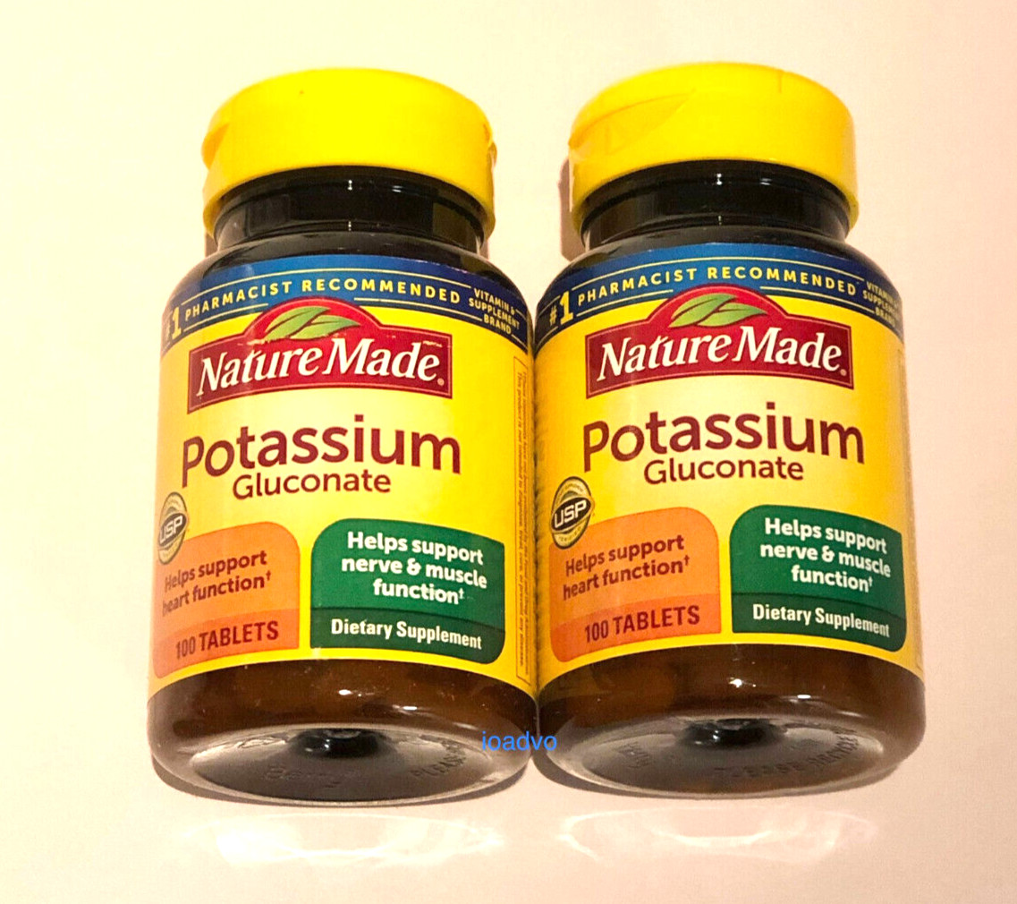 Nature Made Potassium Gluconate 550 mg 100 Tablets (Pack of 2)