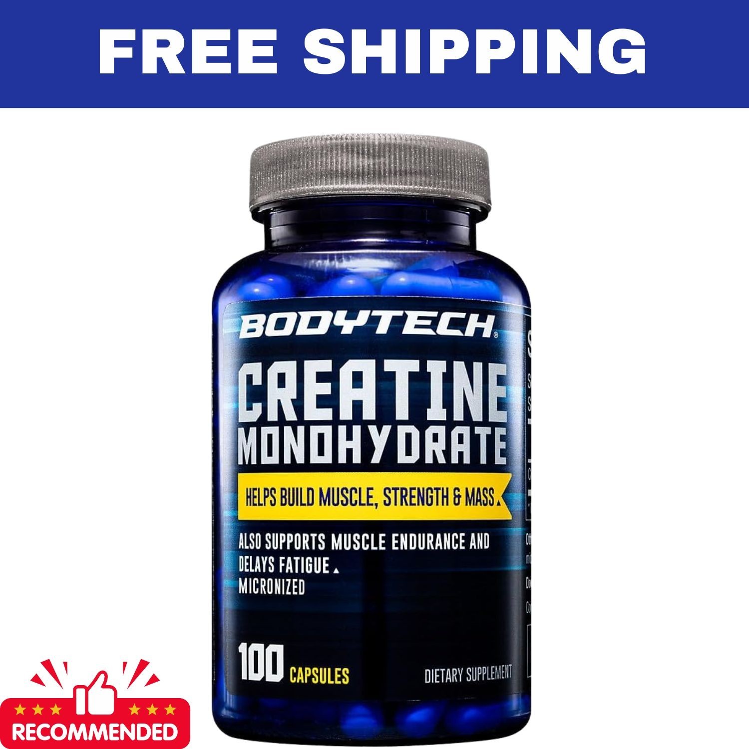 BodyTech Creatine Monohydrate (100 Capsules)