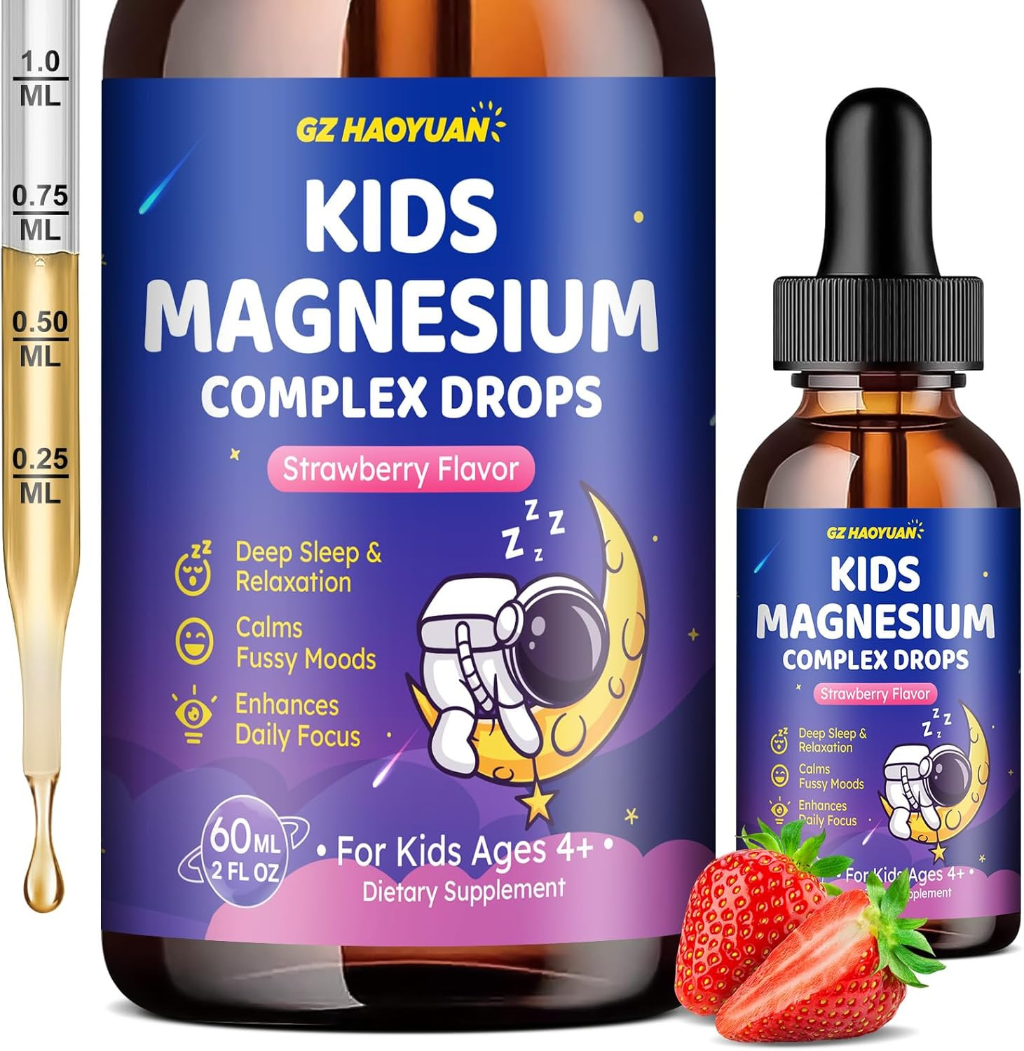 Magnesium Complex Liquid for Kids, Magnesium Glycinate, Malate, Taurate, Citrate