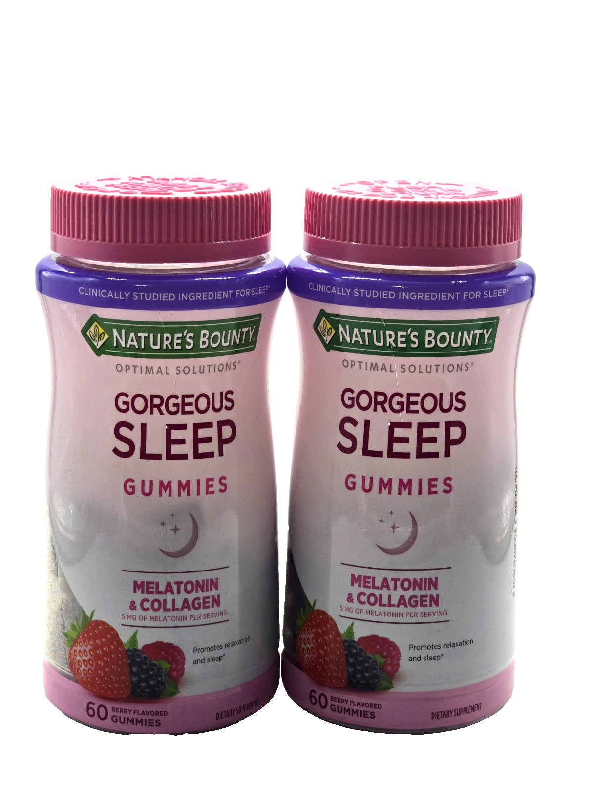 LOT OF 2 Nature’s Bounty Optimal Gorgeous Sleep Melatonin Gummies 5mg 60ct 04/26