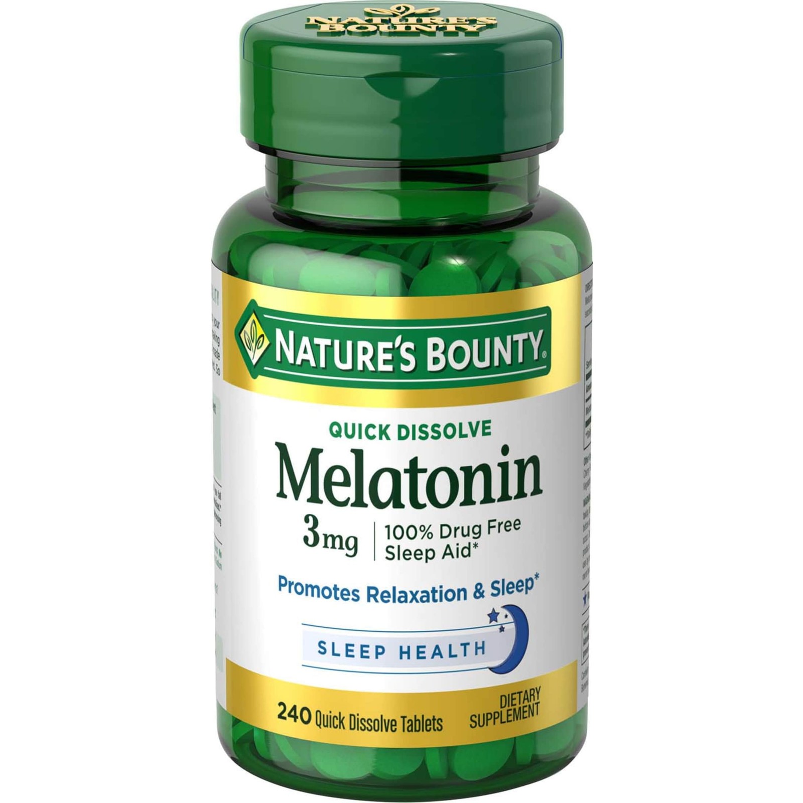 Nature’s Bounty Melatonin 3 mg Sleep-Aid Quick Dissolve Tablets, Cherry, 240 Ct