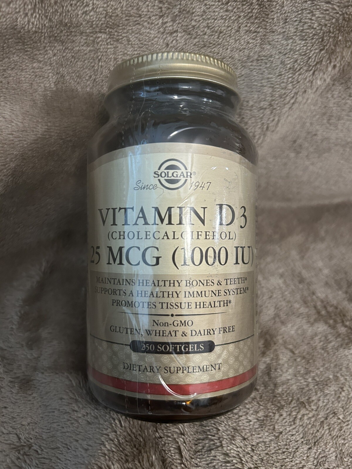 Solgar Vitamin D3 Cholecalciferol 25 mcg 1000 IU 250 Softgels