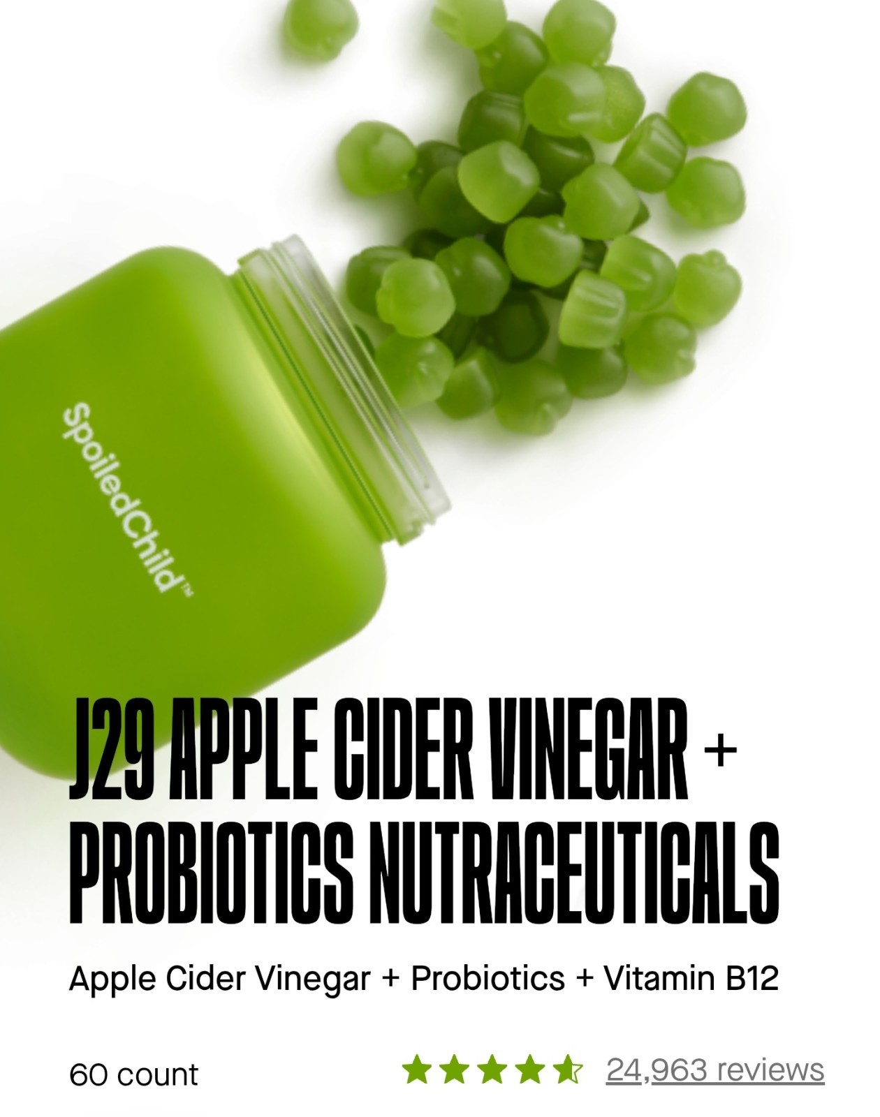 Spoiled Child J29 Apple Cider Vinegar &Probiotics Nutraceuticals 60 Brand New!