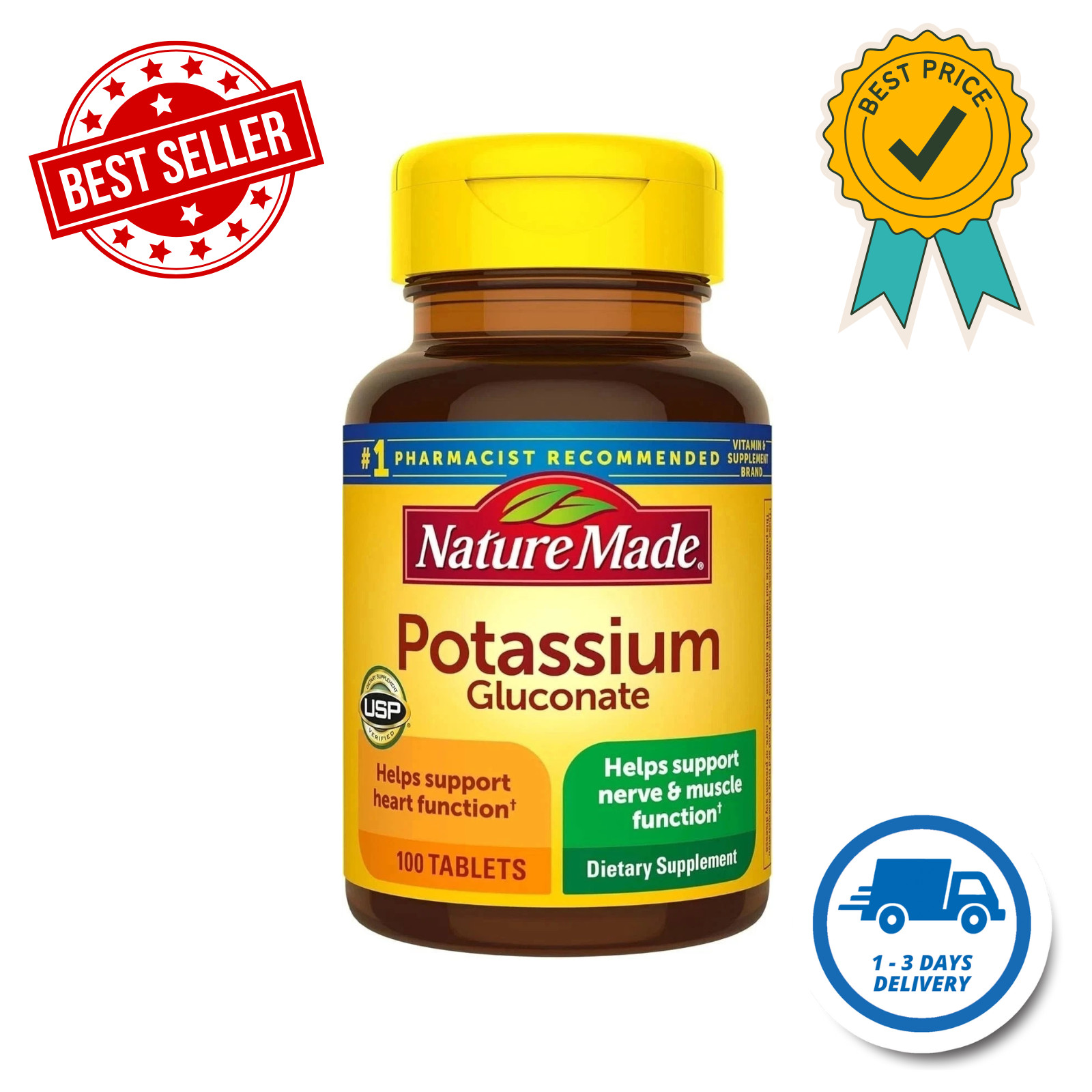 Nature Made Potassium Gluconate 550mg Dietary Supplement Heart Health Supplement