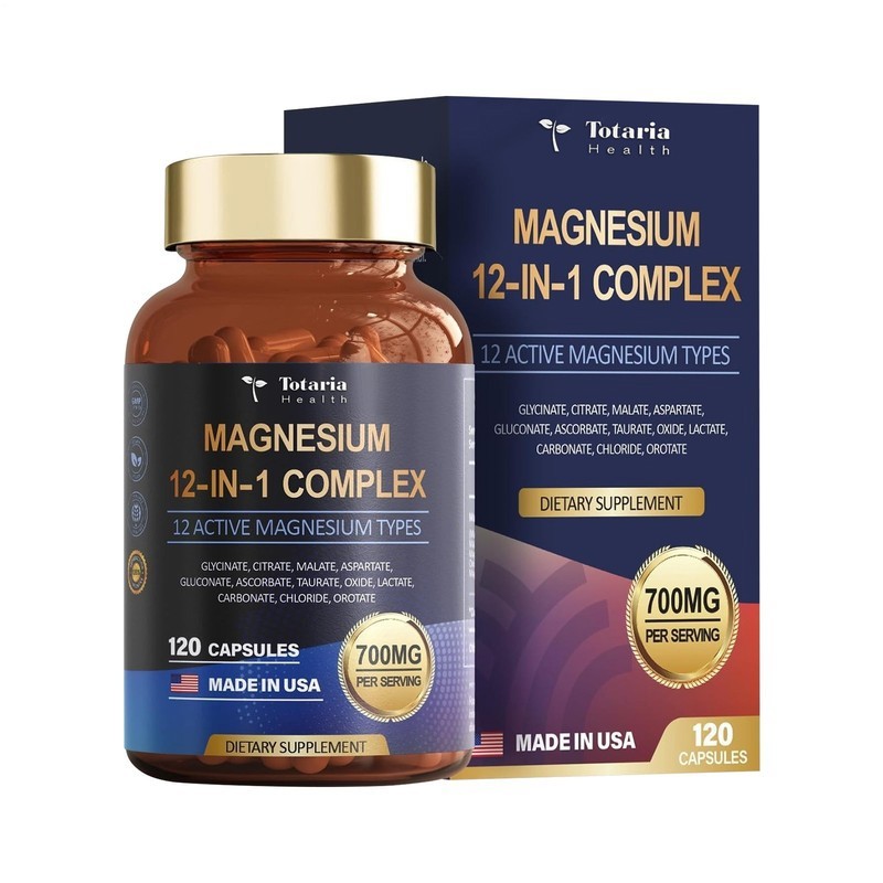 Totaria Magnesium Complex 700mg 12 in 1 with Glycinate Citrate 120 Capsules++