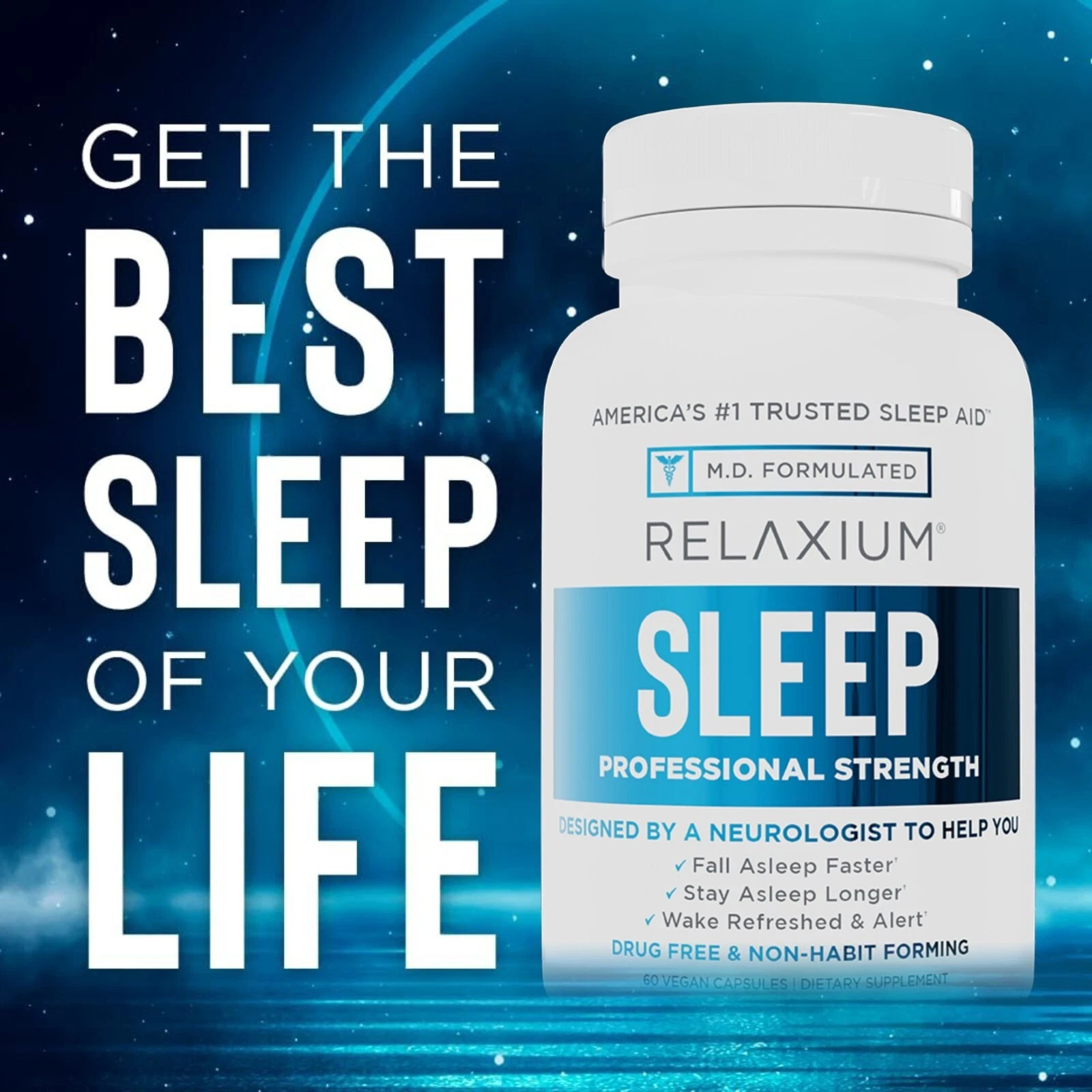 RELAXIUM SLEEP 60 Capsules – Dietary Supplement for Better Sleep –  Exp 1/2027