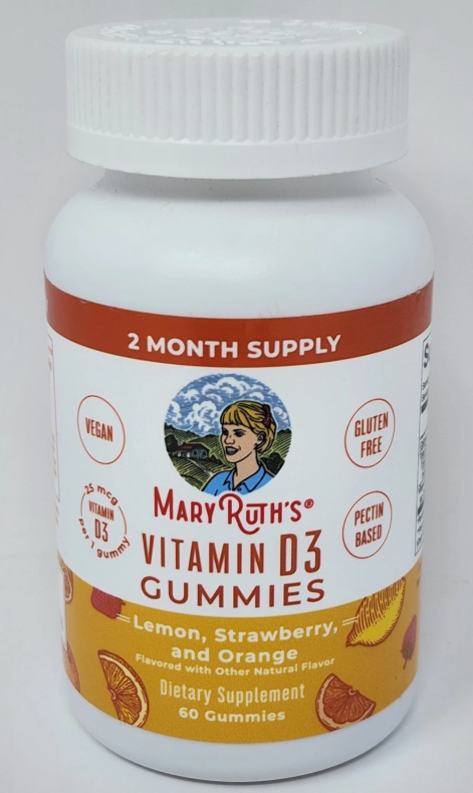 MARY RUTH’S Vitamin D3 Gummies, Lemon, Strawberry and Orange, 25 mcg, 60 Gummies