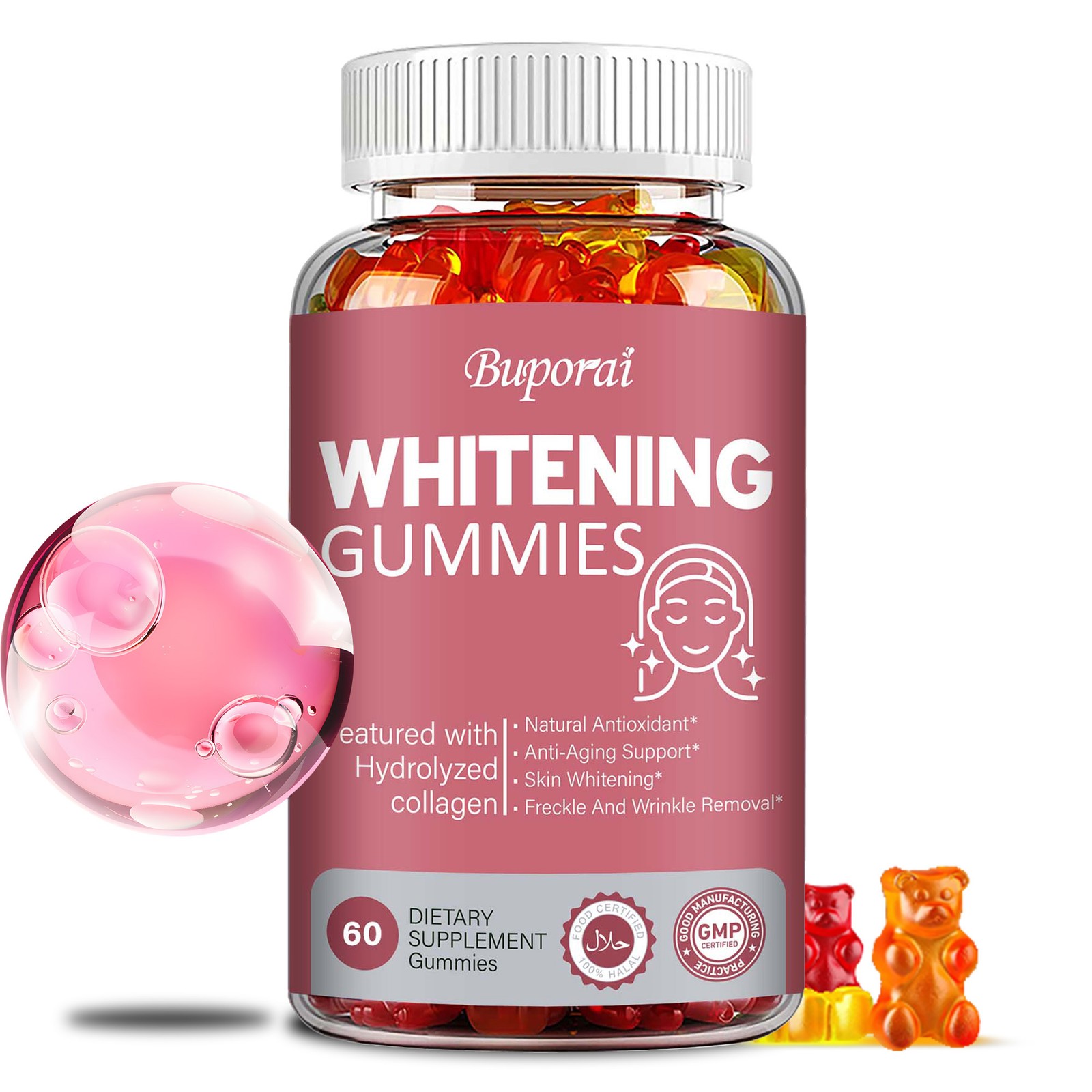 Whitening Gummies – Hydrolyzed Collagen – Anti-aging, Skin Health, Anti Wrinkles