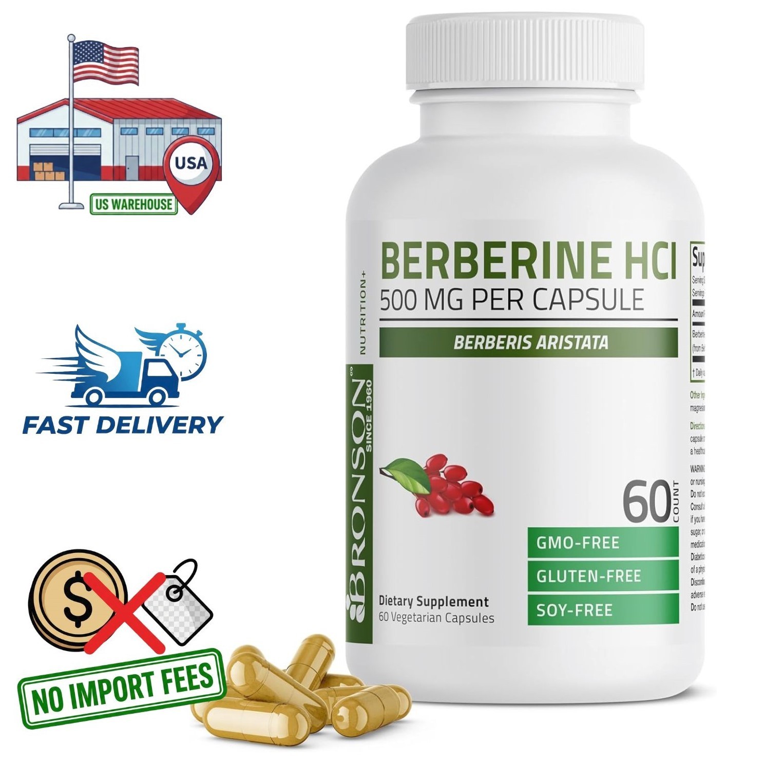 Berberine HCI from Berberis Aristata 500mg | 60 Capsules