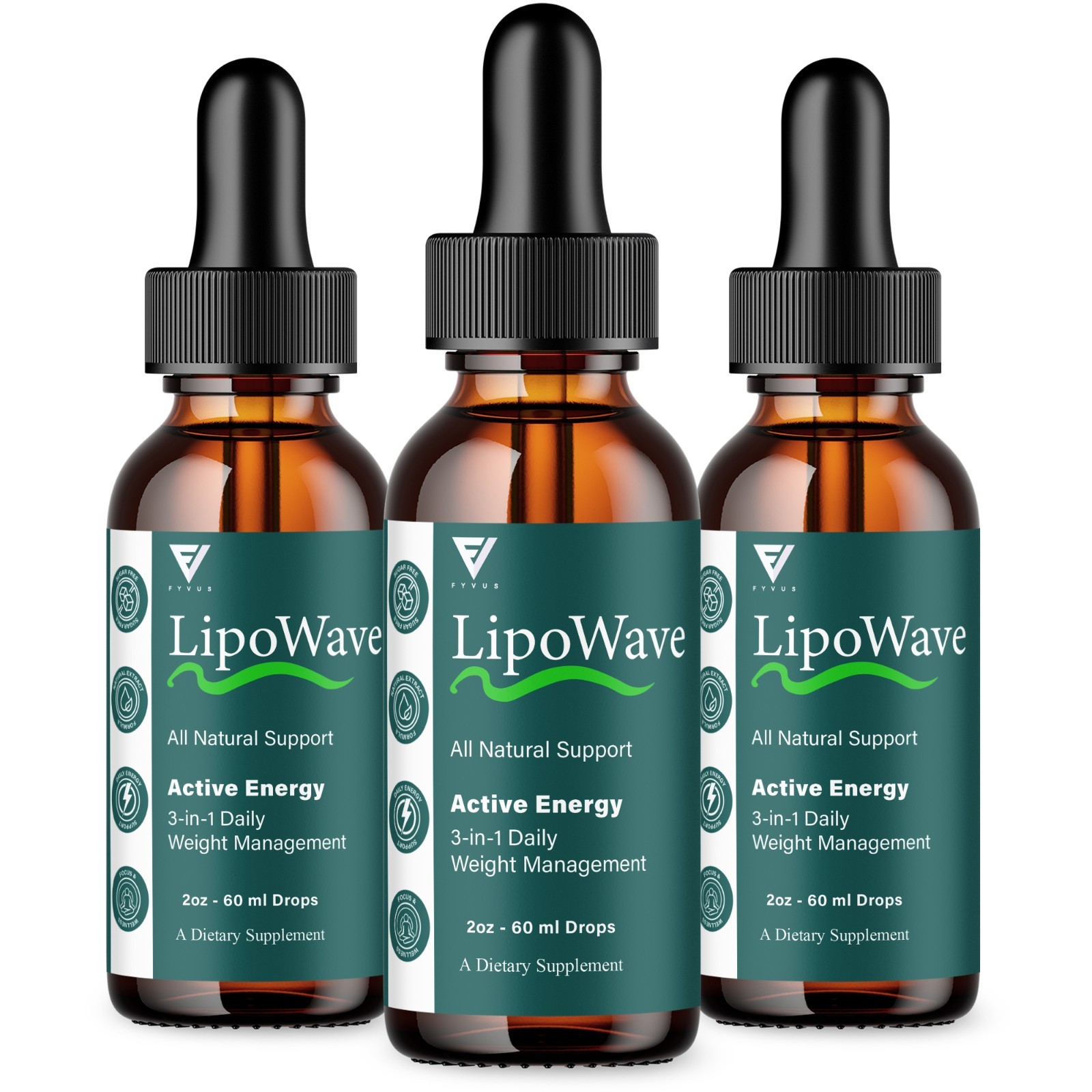 (3 Pack) Lipo Wave Daily Health Drops, Lipowave Advanced Overall Wellness (6oz)