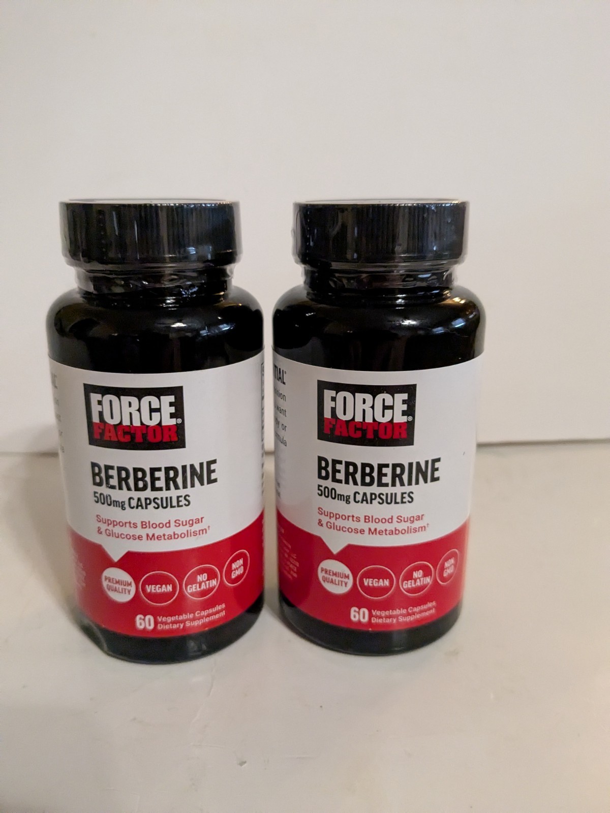 Lot Of 2 -Force Factor Berberine 500mg, 60 Vegetable Capsules