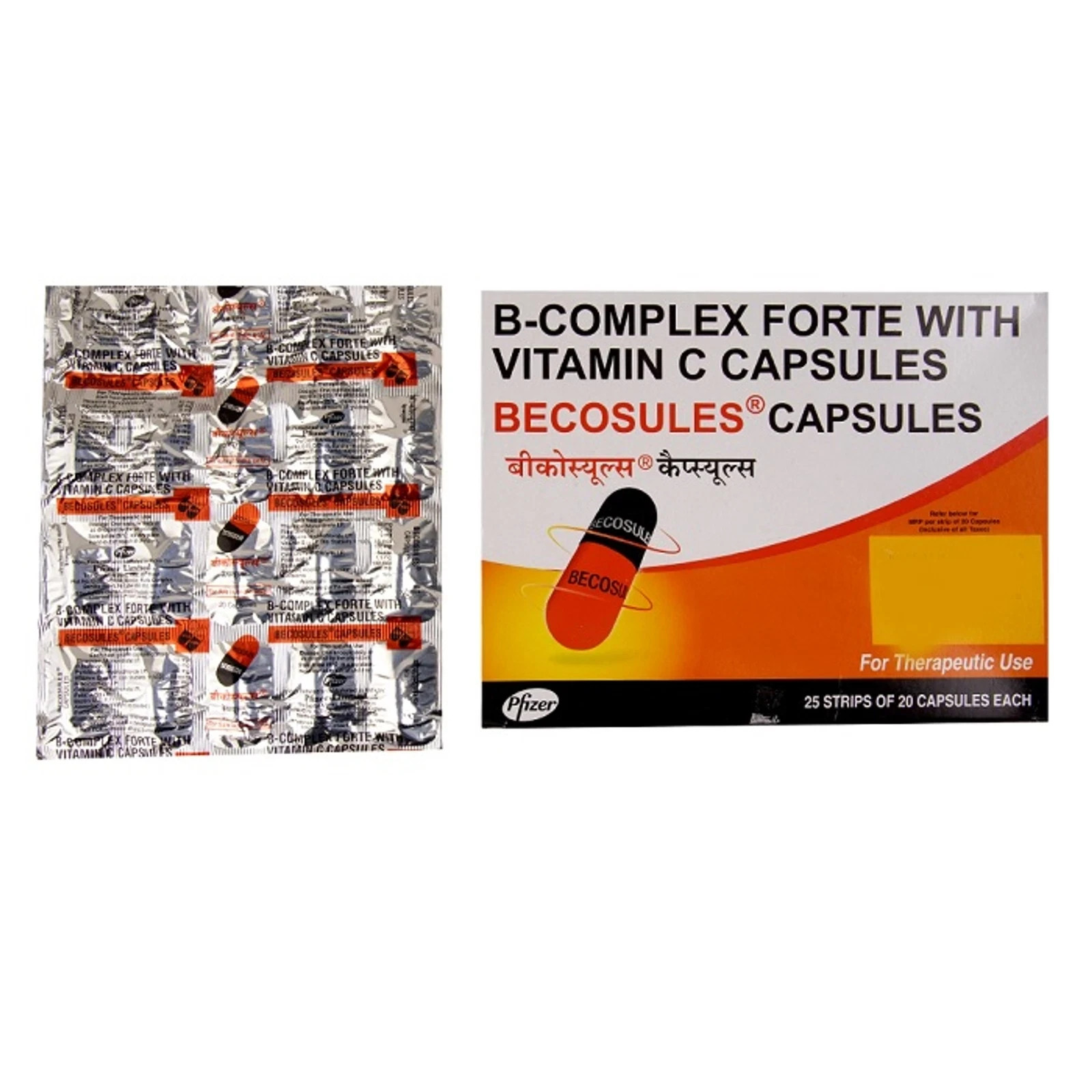 BECOSULES 20 CAPSULES Vitamin B-complex with Vitamin C Free Ship