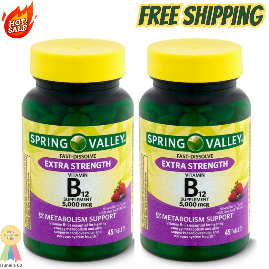 Spring Valley Fast Dissolve Extra Strength Vitamin B12 Dietary Supplement- 5-000