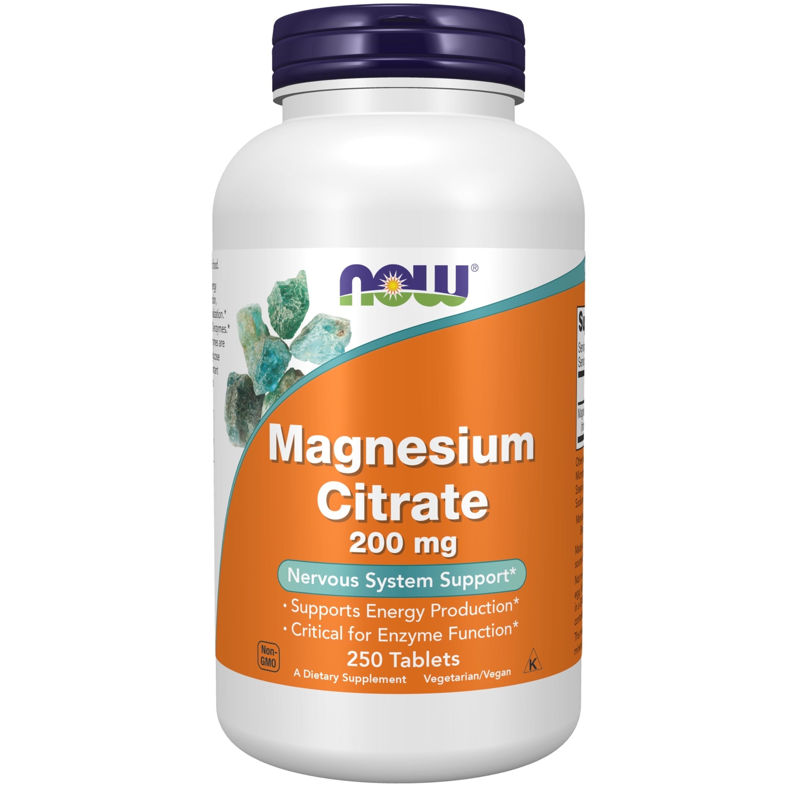 NOW Magnesium Citrate 200 mg 250 Count Mineral Supplement Nervous System Support