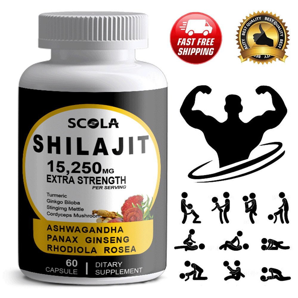 Himalayan Shilajit 9000mg 60Caps 100% Pure Extract Fulvic Acid for Energy Boost