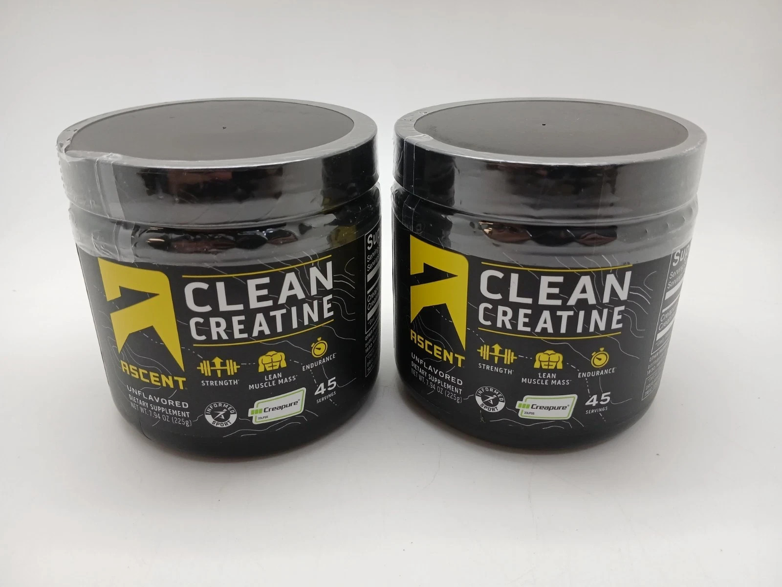 Ascent Creatine Monohydrate 2-Pack 7.94oz Creapure | 45 Servings EA, Unflavored