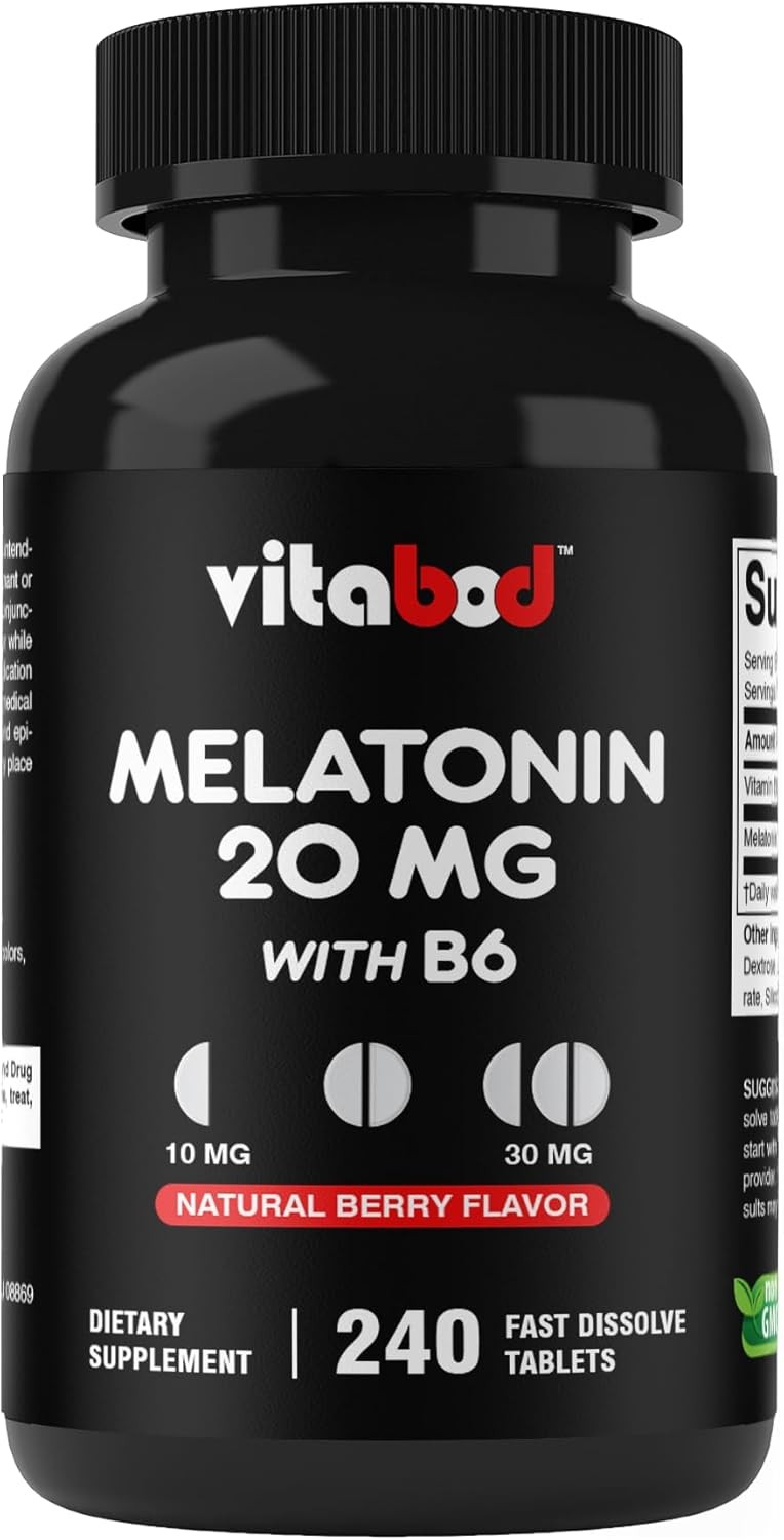 Melatonin 20mg High Potency Natural Sleep Aid Berry Flavor 240 Fast Dissolve TAB