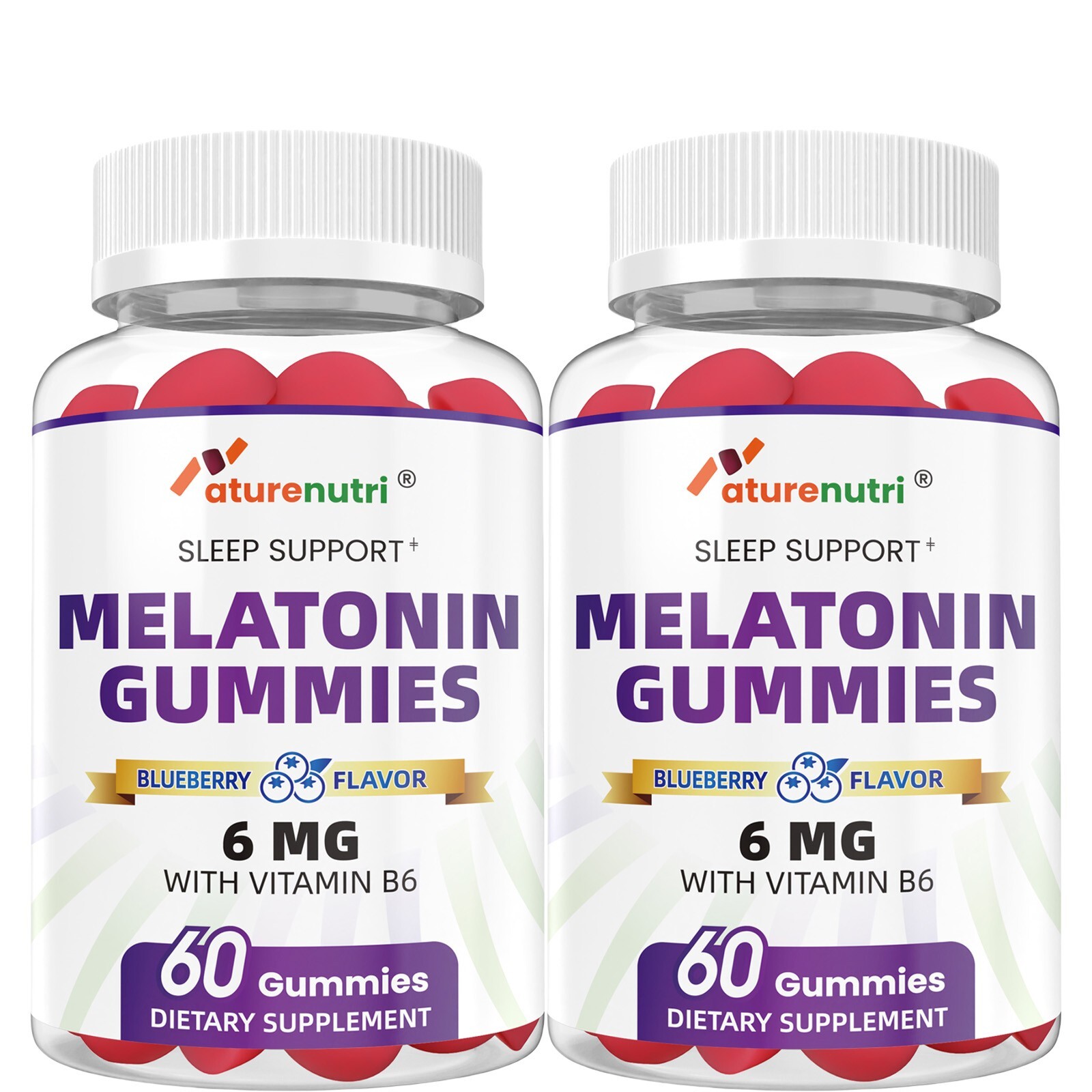 2 Pack – Sleep Support Gummies: Melatonin & Vitamin B6 – Blueberry (120 Gummies)
