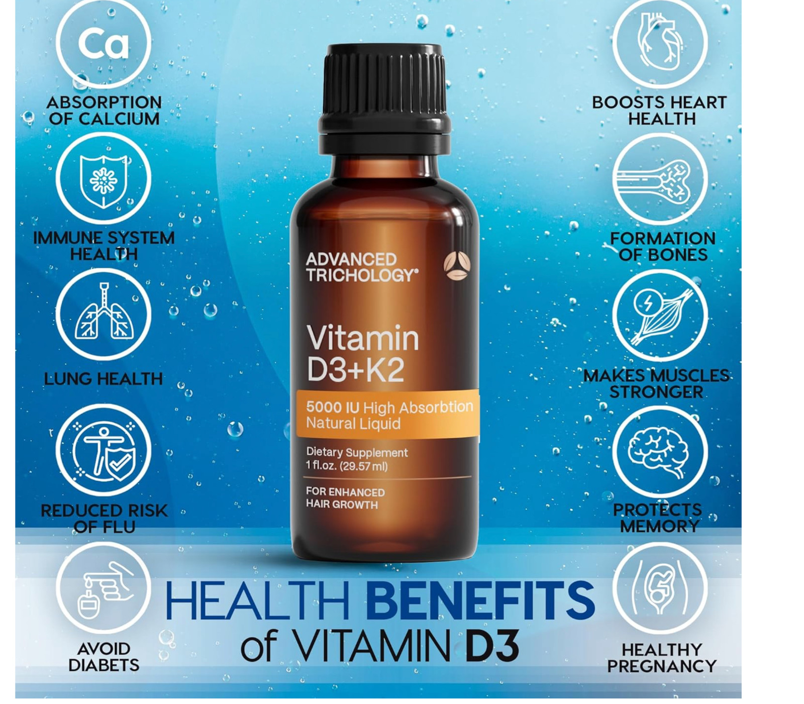 Advanced Trichology Vegetarian Liquid Vitamin D3-5000 iu High Absor… Fast Ship