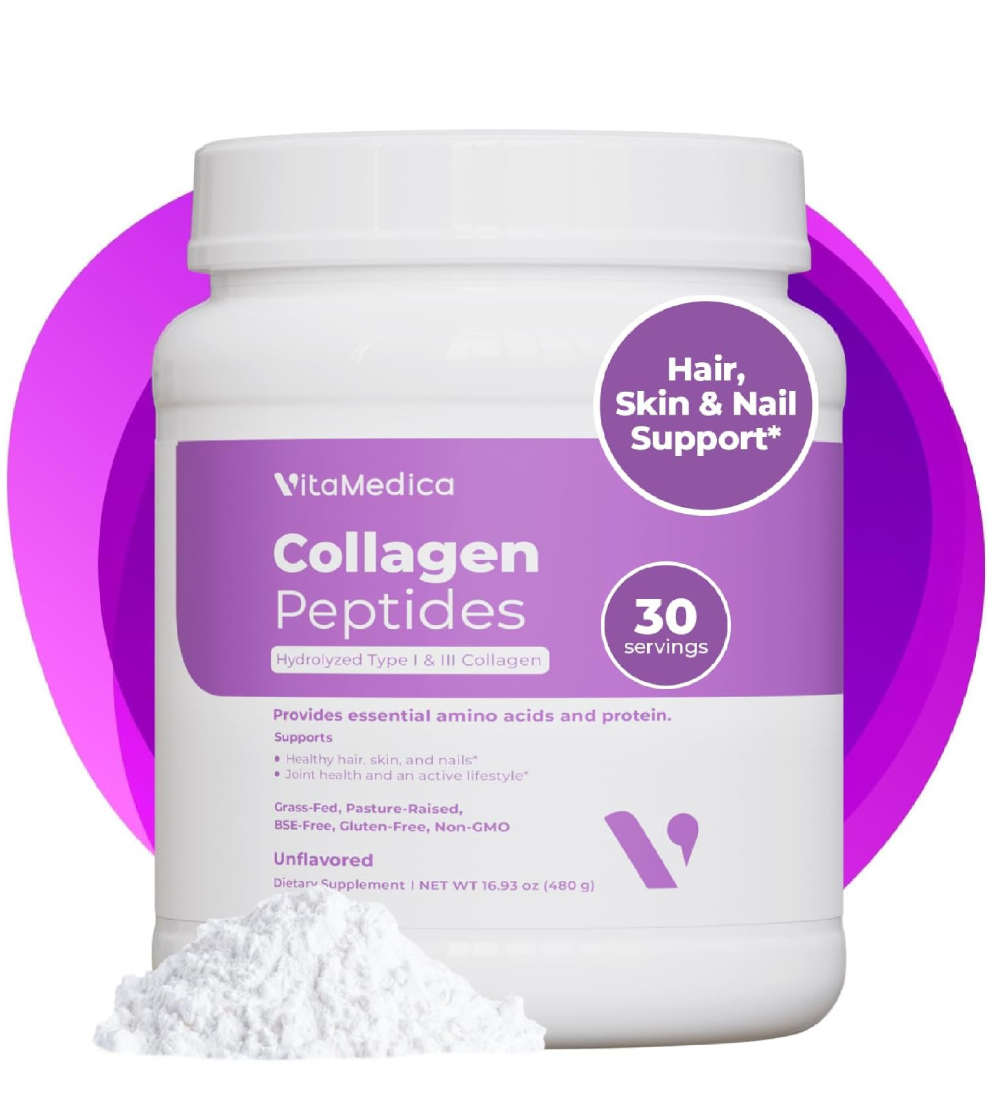 VitaMedica Collagen Peptides Powder for Women & Men – Healthy Hair, Skin, Nails,