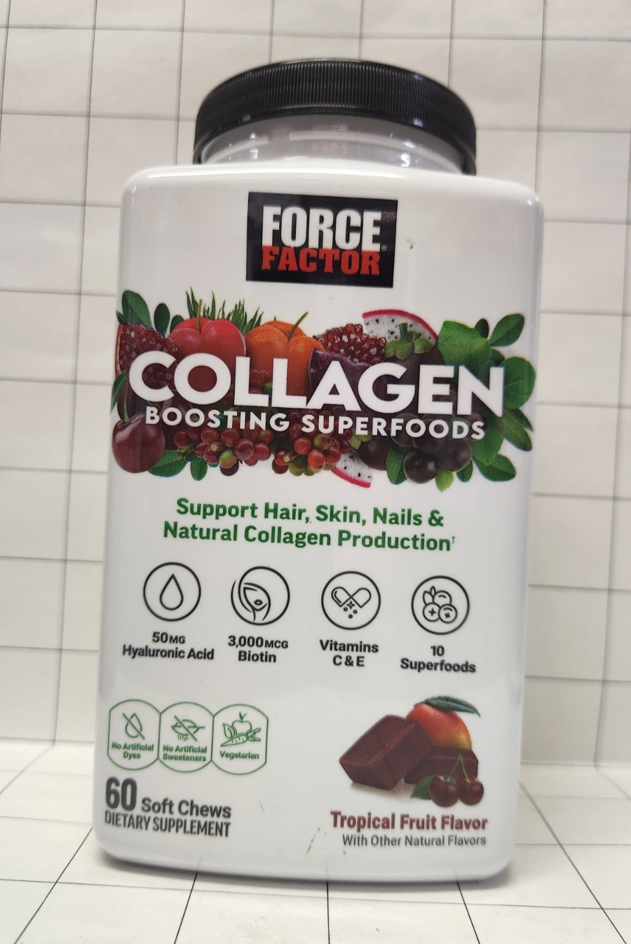 Force Factor Collagen Boosting Superfoods 60 Tropical Fruit Soft Chews MAR 27 Or