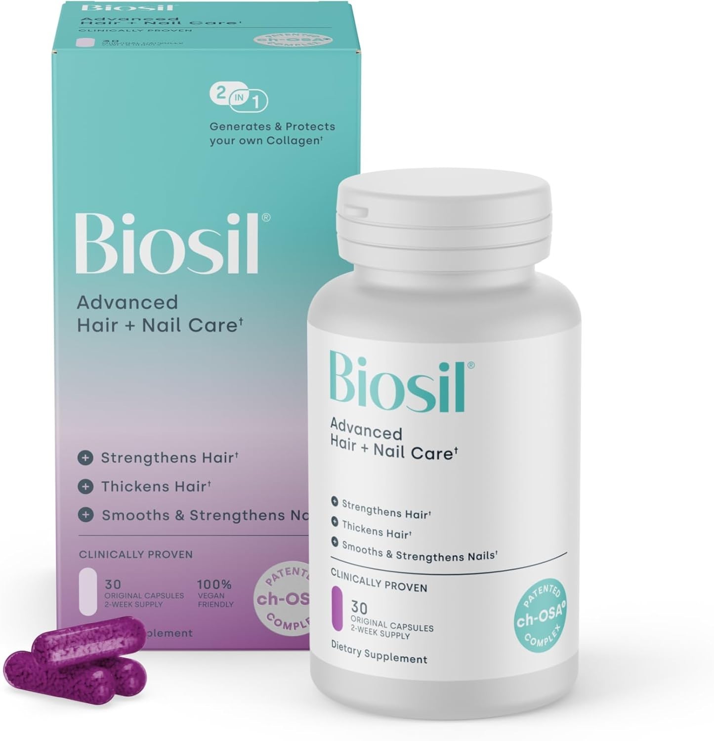 2 Pack Biosil Advanced Hair + Nail Care Growth Vitamins for Women 30 Capsule #6