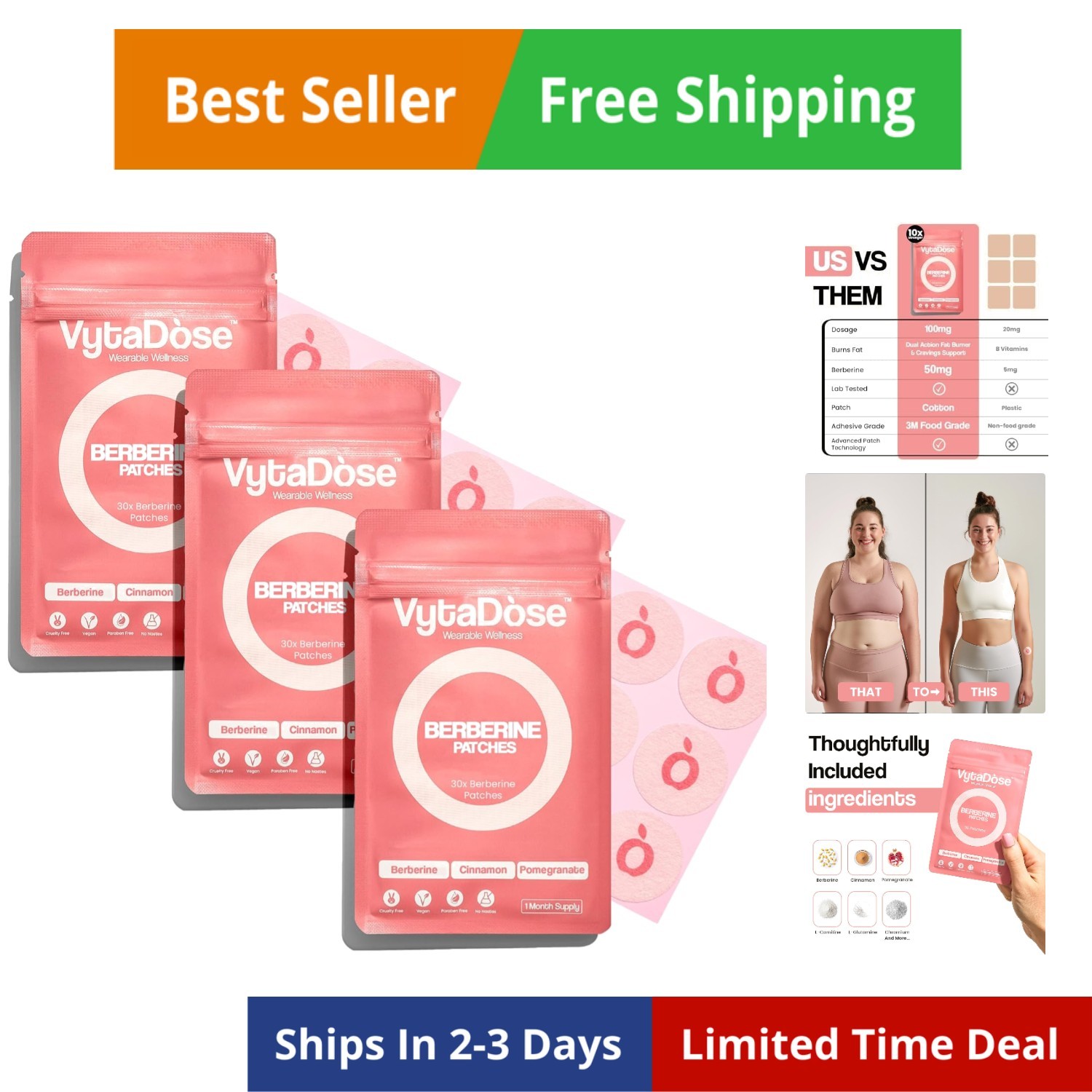 Berberine Patches | 10X Stronger Formula | Berberine, Pomegranate, Green Tea,…