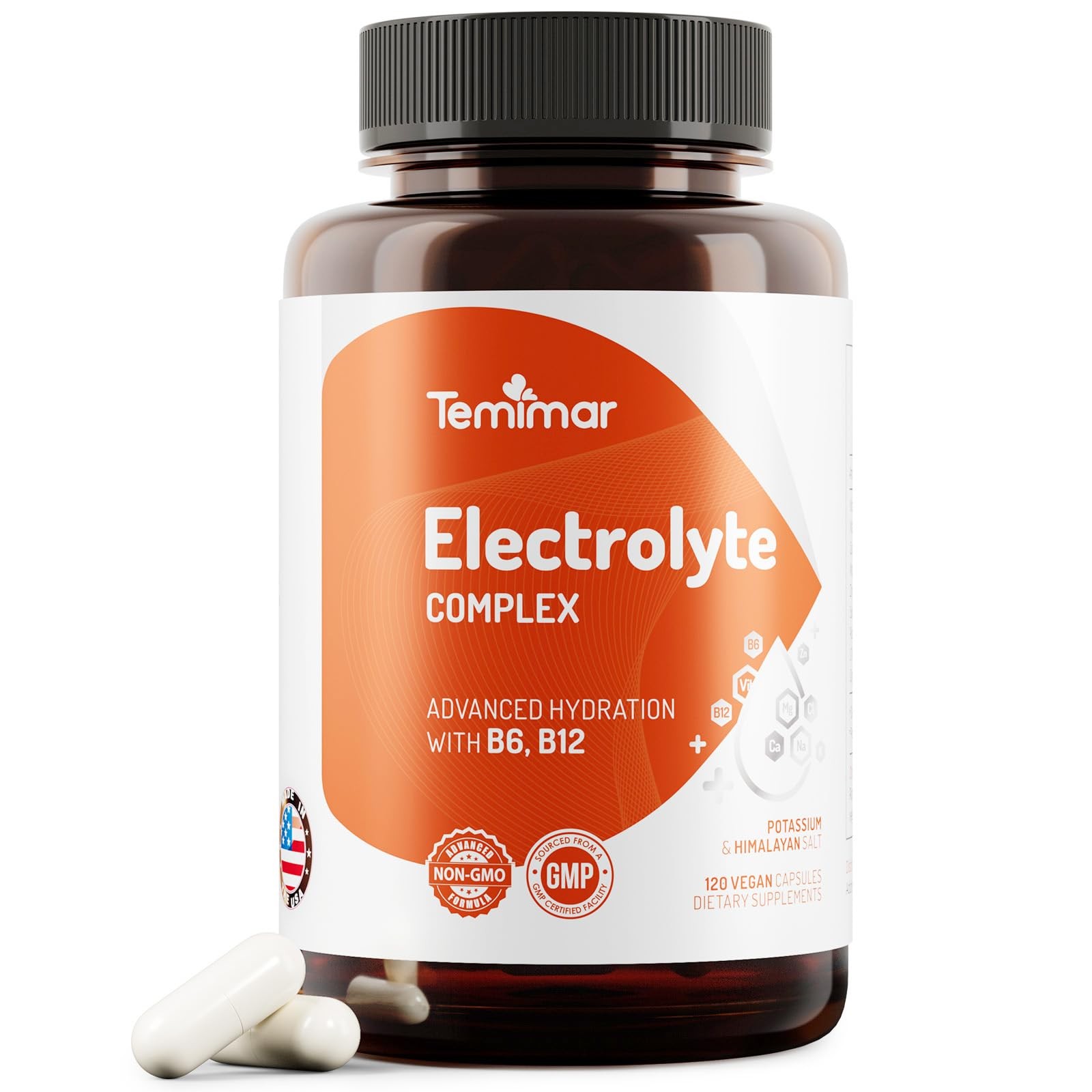 Temimar Electrolytes,120 Counts, Electrolyte Capsules with Sodium, Potassium, Ma
