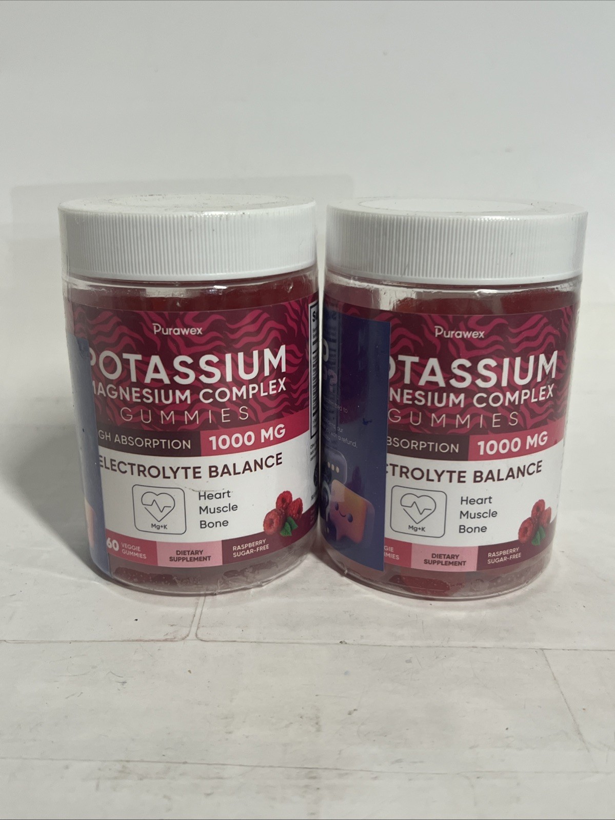 2x Potassium Magnesium Complex Gummies- High Absorption- 1000mg 60ct Exp 1/27