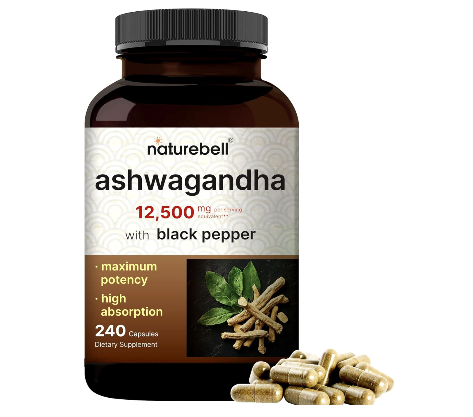 Ashwagandha Capsules 240 Organic Ashwagandha Root Powder Extract of Black Pepper