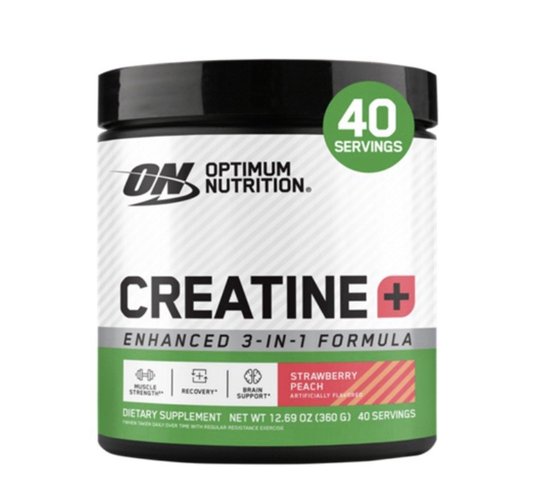 Optimum Nutrition Creatine [+] Powder, Strawberry Peach Flavor – 40 Servings