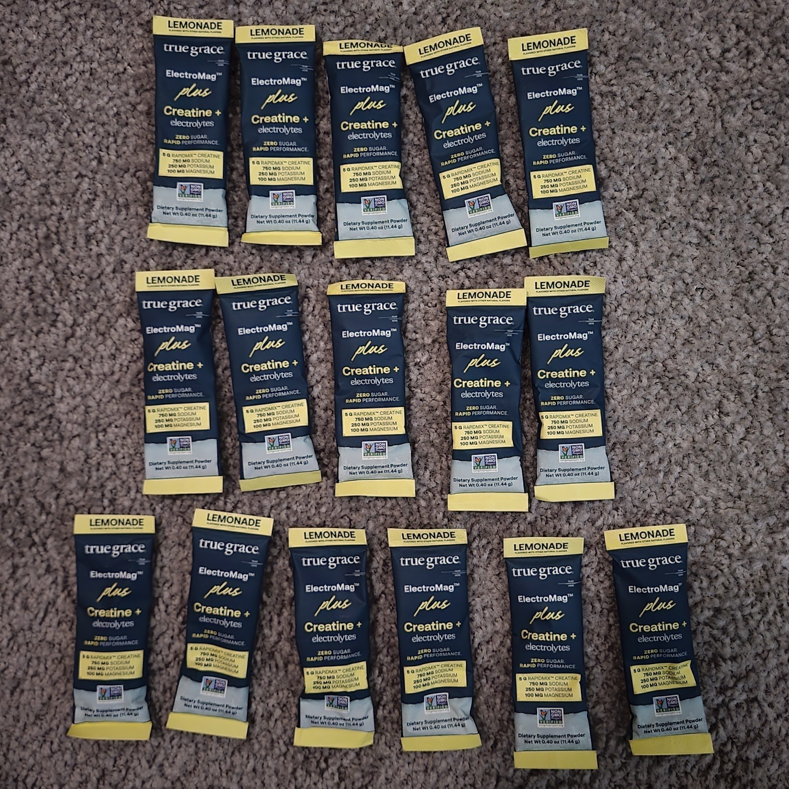 True Grace ElectroMag + Creatine Electrolyte Powder 16 Sticks – Lemonade Flavor