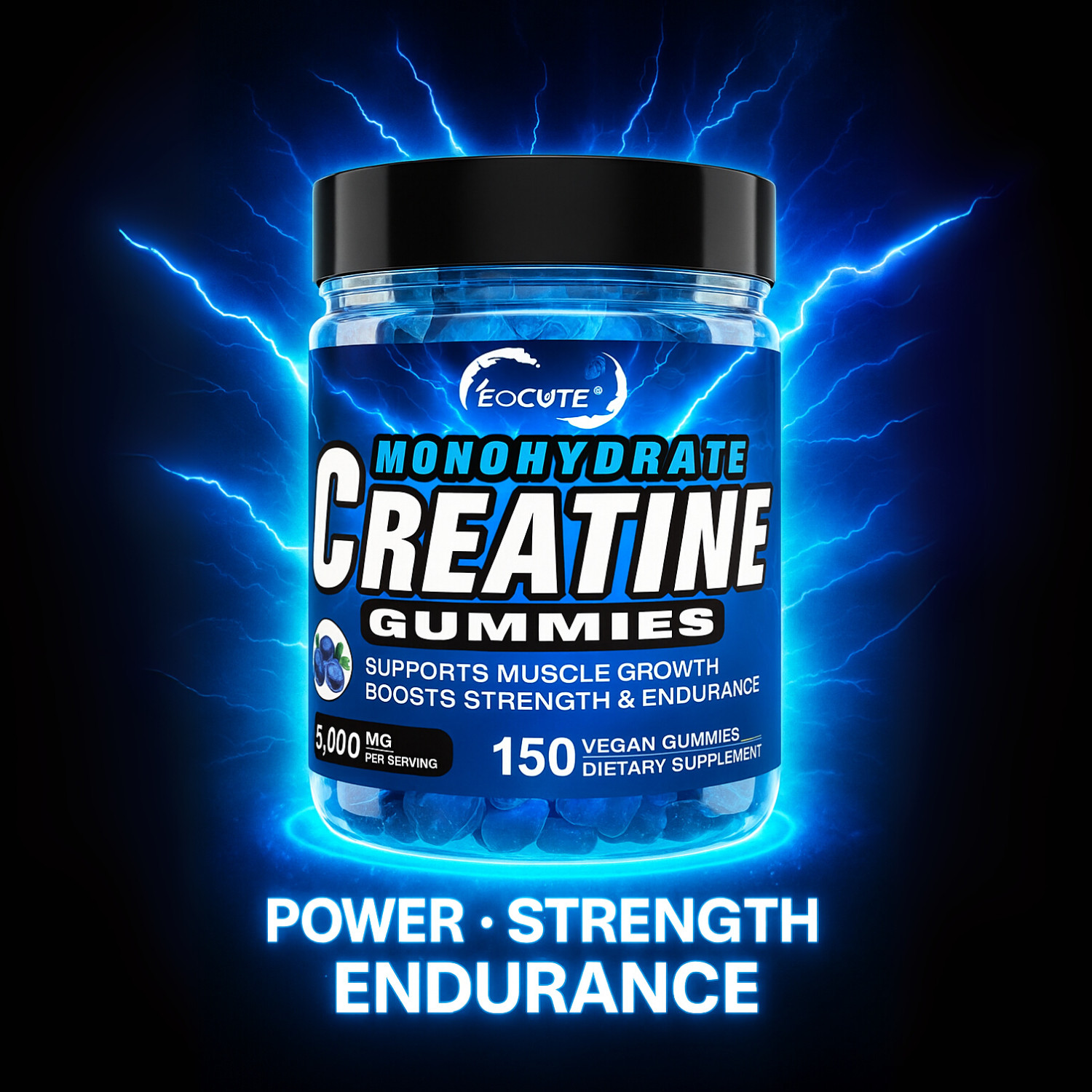 150 Counts Creatine Monohydrate Gummies – Increase Strength and Build Muscle