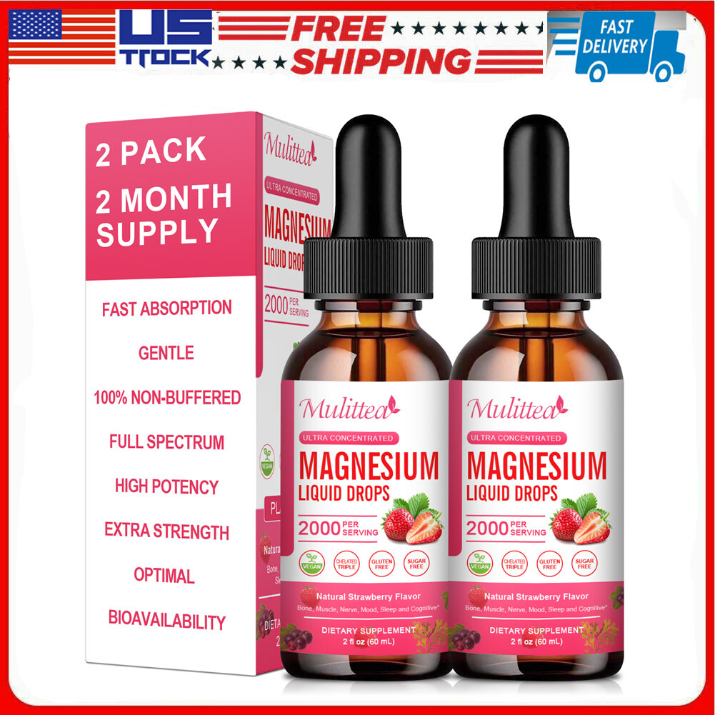 2000mg MAGNESIUM LIQUID DROPS Sleep Efficiency & Stress Levels SUGAR free