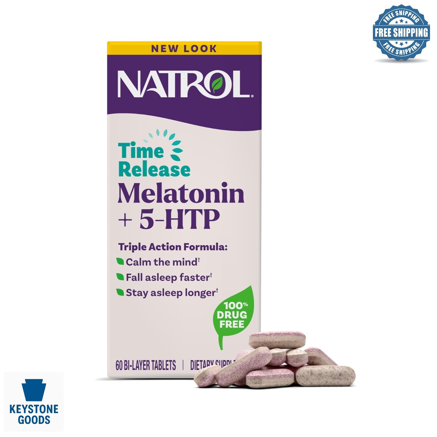 Melatonin & 5-HTP Time Release Sleep Aid, 60 Tablets