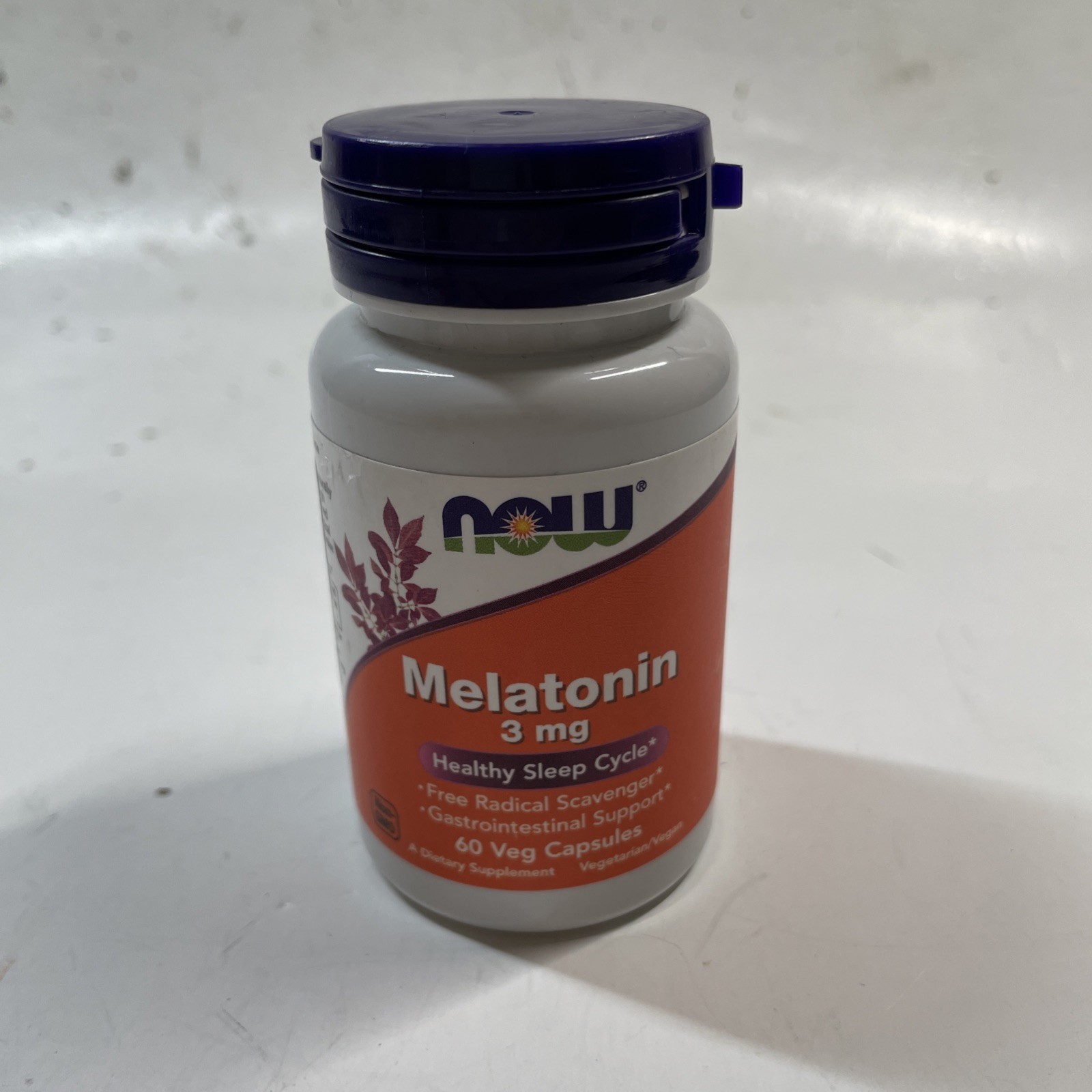 NOW Foods Melatonin 3mg 60 Caps Sleep Aid Gastrointestinal Support Exp 05/2027