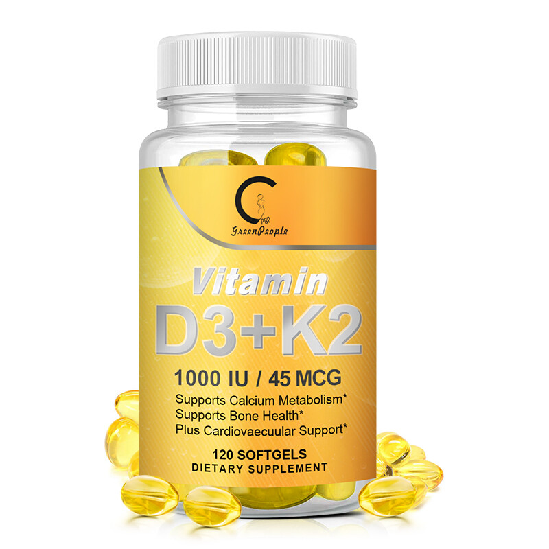 Vitamin D3+K2 Capsules Extra Strength D3 K2 Supplements with 1,000 IU/45 MCG