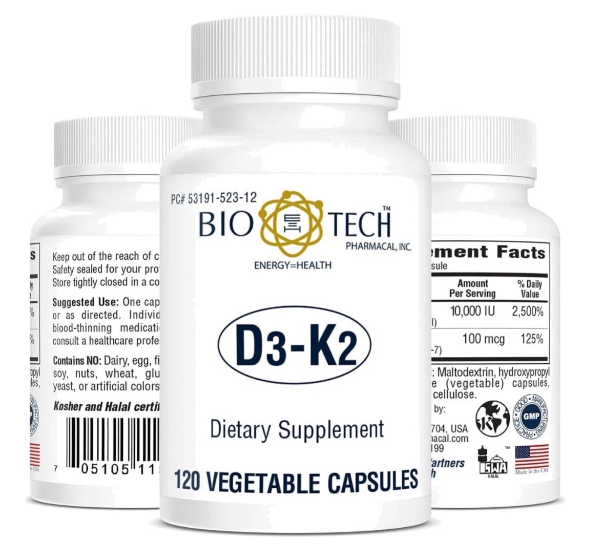 Biotech Plant-Based Vitamin D-K Capsules for Immune Support 05/26